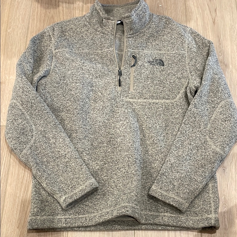 The North Face Gray Zip Up Sweater with Stand-Up Collar